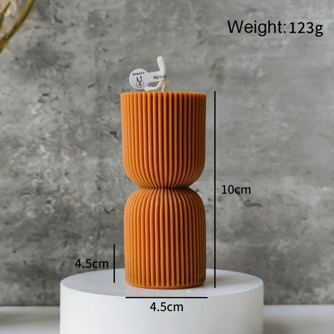 Decorative Cylindrical scented candle twist stripe  home ornament  geometric art Restaurant Hotel decoration