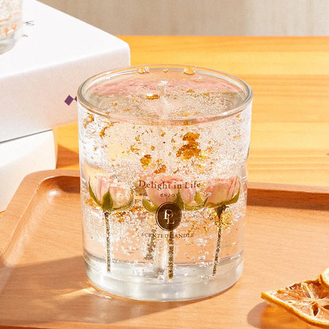 Back-to-school season birthday and Valentine's Day can be customized environmentally natural soybean candle with dried flowers