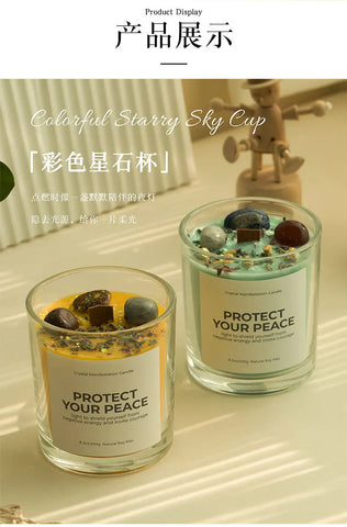 1 pc Crystal-Cut Glass Candle Romantic Soy Wax Scented Gift for Birthday & Home Decor, Luxury Guest Present