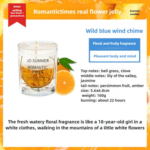 Real Flower Jelly Wax Scented Candle Bedroom Essential Oil Scented DIY Crystal Cup Wax with Hand Gift Fragrance