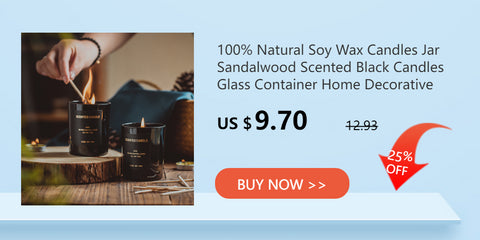 100% Natural Soy Wax Candles Jar Sandalwood Scented Black Candles Glass Container Home Decorative Vase