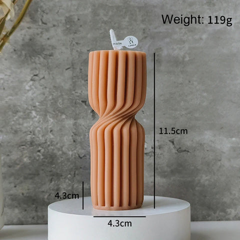Decorative Cylindrical scented candle twist stripe  home ornament  geometric art Restaurant Hotel decoration