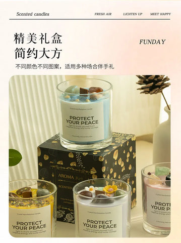 1 pc Crystal-Cut Glass Candle Romantic Soy Wax Scented Gift for Birthday & Home Decor, Luxury Guest Present