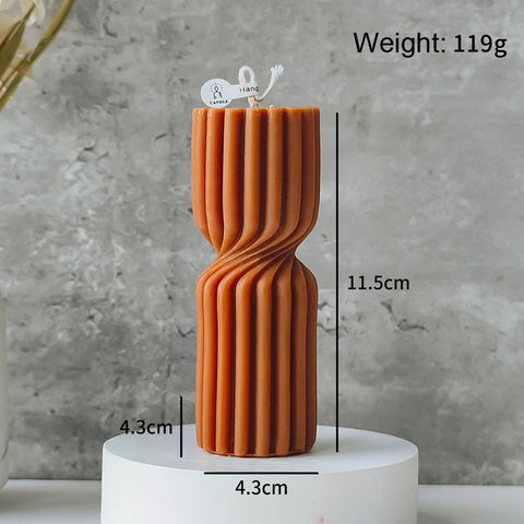 Decorative Cylindrical scented candle twist stripe  home ornament  geometric art Restaurant Hotel decoration