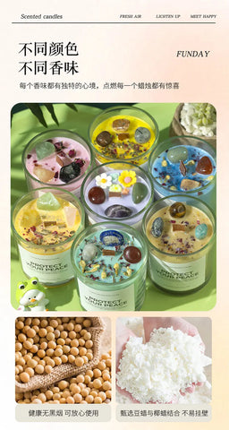 1 pc Crystal-Cut Glass Candle Romantic Soy Wax Scented Gift for Birthday & Home Decor, Luxury Guest Present