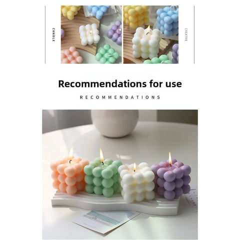 1Pc Bubble Cube Shaped Candle Handmade Scented Candle Aromatherapy Soy Wax Candle Home Decoration Wedding Birthday Party Candles