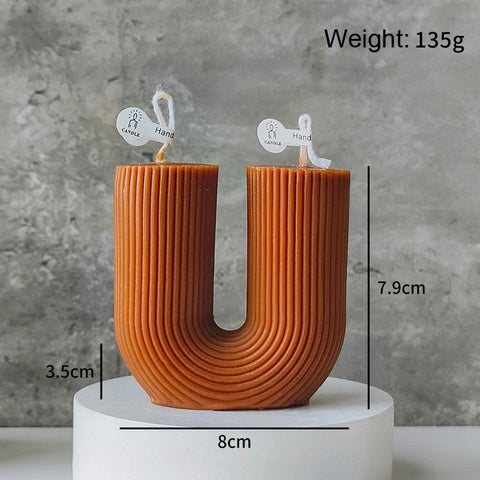 Decorative Cylindrical scented candle twist stripe  home ornament  geometric art Restaurant Hotel decoration