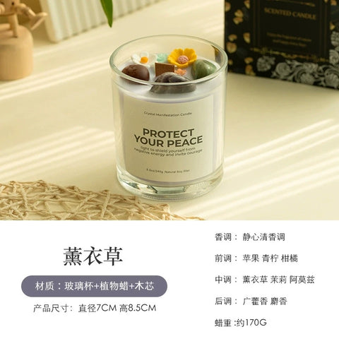 1 pc Crystal-Cut Glass Candle Romantic Soy Wax Scented Gift for Birthday & Home Decor, Luxury Guest Present