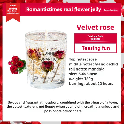 Real Flower Jelly Wax Scented Candle Bedroom Essential Oil Scented DIY Crystal Cup Wax with Hand Gift Fragrance