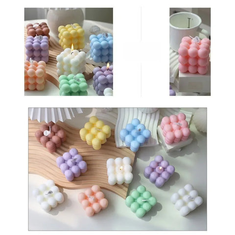1Pc Bubble Cube Shaped Candle Handmade Scented Candle Aromatherapy Soy Wax Candle Home Decoration Wedding Birthday Party Candles
