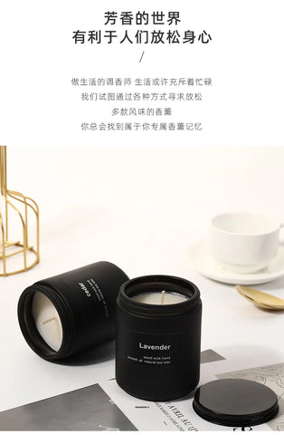 7x 9cm Black Cup Wax Handmade Smokeless Soy Wax Frosted Glass Cup Aromatherapy Candle Sandalwood Lavender Cedar Fragrance Gift