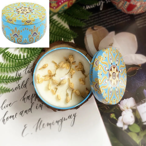 Scented Candles with Iron Box Package Aromatherapy Candle Decoration Home Birthday Wedding Supply
