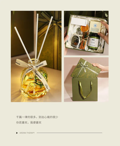 Scented candle gift set. Bedroom girl fragrance home fragrance. Birthday gift romance kit Rattan Fragrance cup wax soap gift box