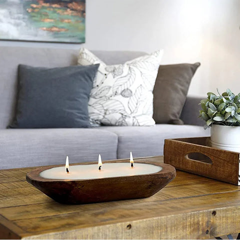 Handmade paulownia wooden tray christmas wooden candle holder