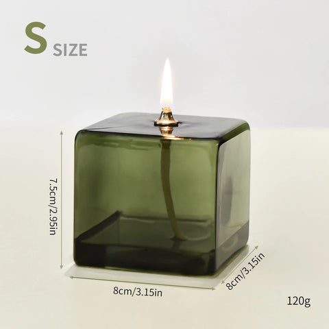 Creative Glass Candle Holder Room Decoration Color Square Candle Holder Home Furnishings Home Desktop Smoke Free Crispy Oil Lamp
