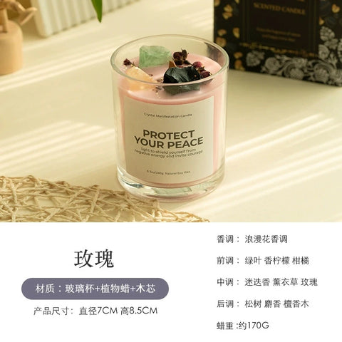 1 pc Crystal-Cut Glass Candle Romantic Soy Wax Scented Gift for Birthday & Home Decor, Luxury Guest Present