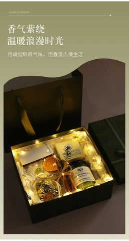 Scented candle gift set. Bedroom girl fragrance home fragrance. Birthday gift romance kit Rattan Fragrance cup wax soap gift box