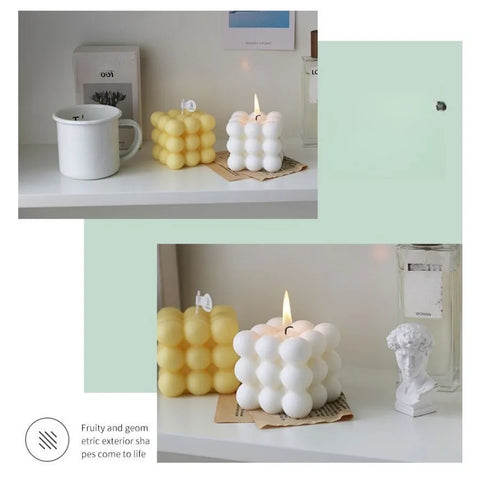 1Pc Bubble Cube Shaped Candle Handmade Scented Candle Aromatherapy Soy Wax Candle Home Decoration Wedding Birthday Party Candles