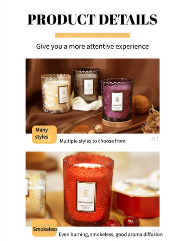 Lace CupHome Use For Bedroom Aromatherapy Candle To Aid Sleep Lace Glass Cup Soy Wax Candle Gift Romatherapy Candle Long-lasting