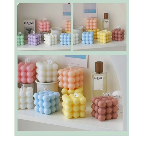 1Pc Bubble Cube Shaped Candle Handmade Scented Candle Aromatherapy Soy Wax Candle Home Decoration Wedding Birthday Party Candles