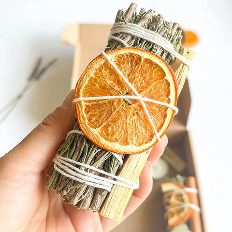 7Pcs Home Cleansing Smudging Kit Rosemary Bundles Set Healing Citrine Set with Crystals Negative Energy Cleansing Remover