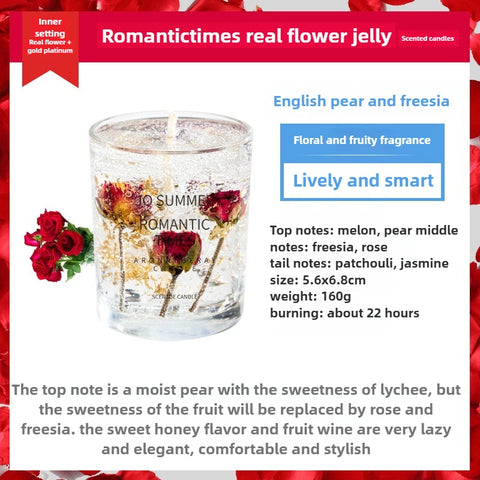 Real Flower Jelly Wax Scented Candle Bedroom Essential Oil Scented DIY Crystal Cup Wax with Hand Gift Fragrance