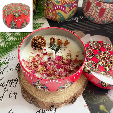Scented Candles with Iron Box Package Aromatherapy Candle Decoration Home Birthday Wedding Supply