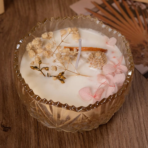 Scented Candle Gift Set with Dried Flower Bouquet Decorative Glass Jar Aromatherapy Candles for Women Birthday Christmas Present