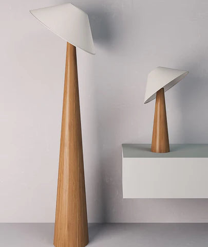 Tipped Hat Wooden Standing Lamp