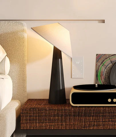 Tipped Hat Wooden Standing Lamp