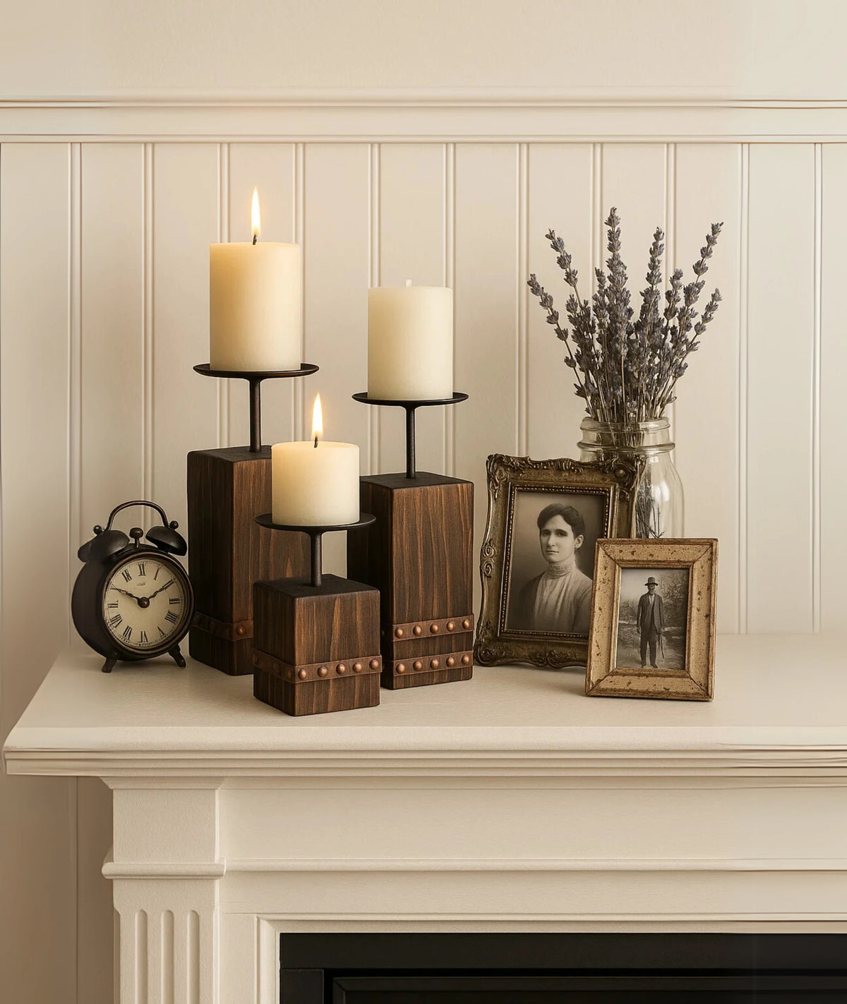 Tempe Wooden Candlestick Holder (set of 3)