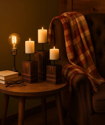 Tempe Wooden Candlestick Holder (set of 3)