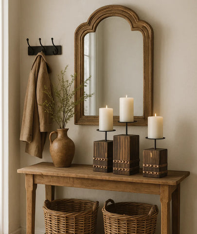 Tempe Wooden Candlestick Holder (set of 3)