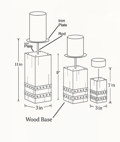 Tempe Wooden Candlestick Holder (set of 3)