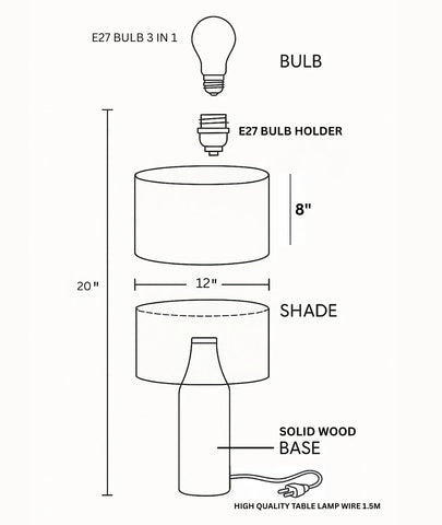 VECTOR Table Lamp | Wooden Bedside Lamp
