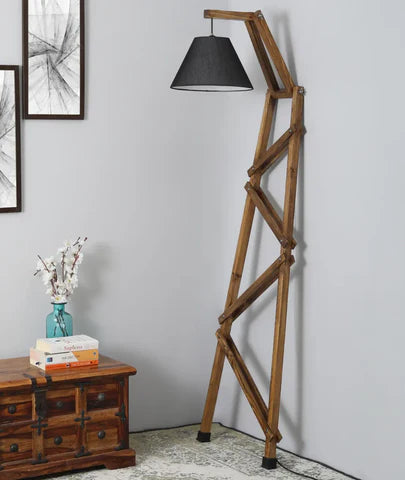 Wall Leaning Standing Floor Wooden Lamp