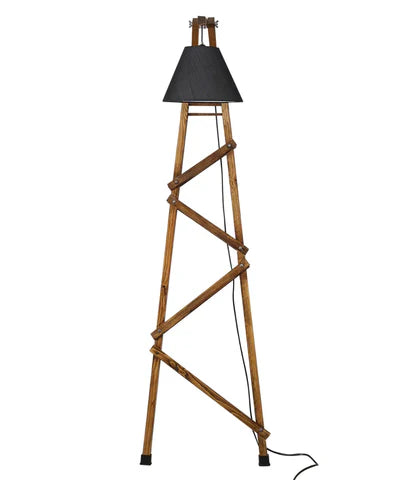 Wall Leaning Standing Floor Wooden Lamp