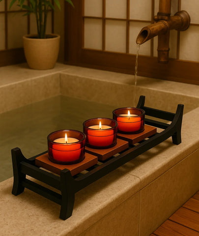 Zen-Inspired Wooden and Glass Candle Holder