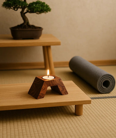 Wooden Stairs Tealight Candle Holder