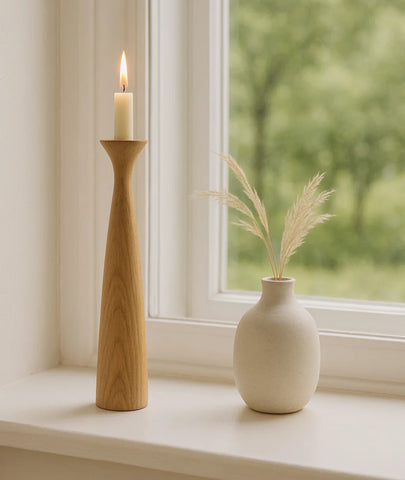 DIY Oak Wooden Candlestick Holder