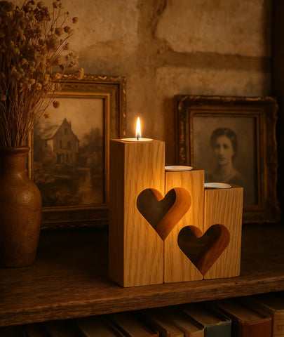 Sweetheart Love Light Wooden Candle Holders