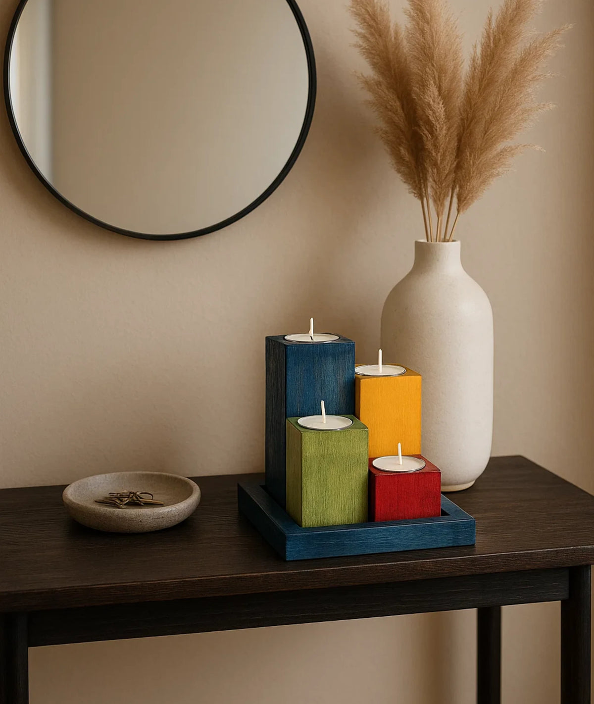 Lamcy Plaza Wooden Candlestick Holder