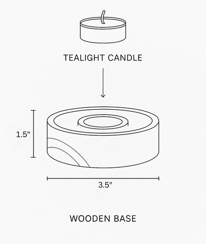 Vintage Teak Wood Round Tealight Candle Holder