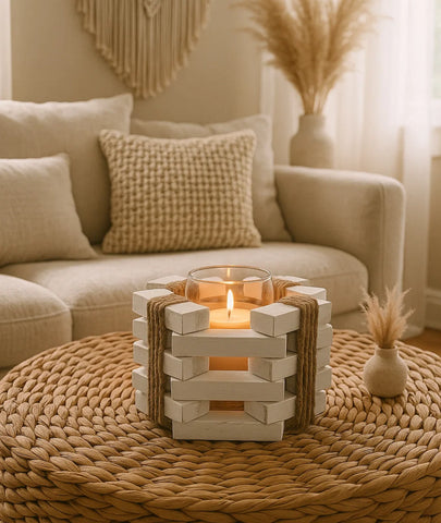 Interlocking Timber Wooden Tealight Holder