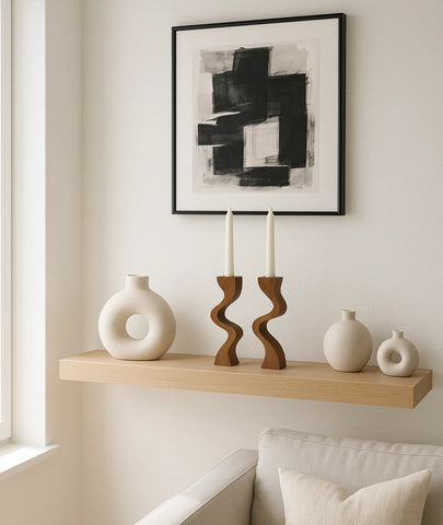 Swirl Wooden Candlestick Holder (set of 2)